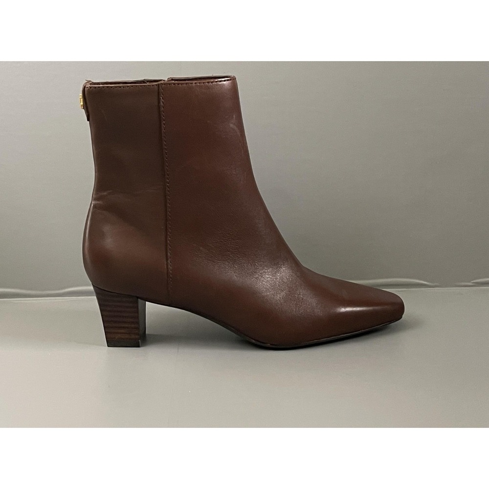 Lauren Ralph Lauren Boots Womens Size 5.5 Brown WILLA-BO-BTE Ankle Block Heel